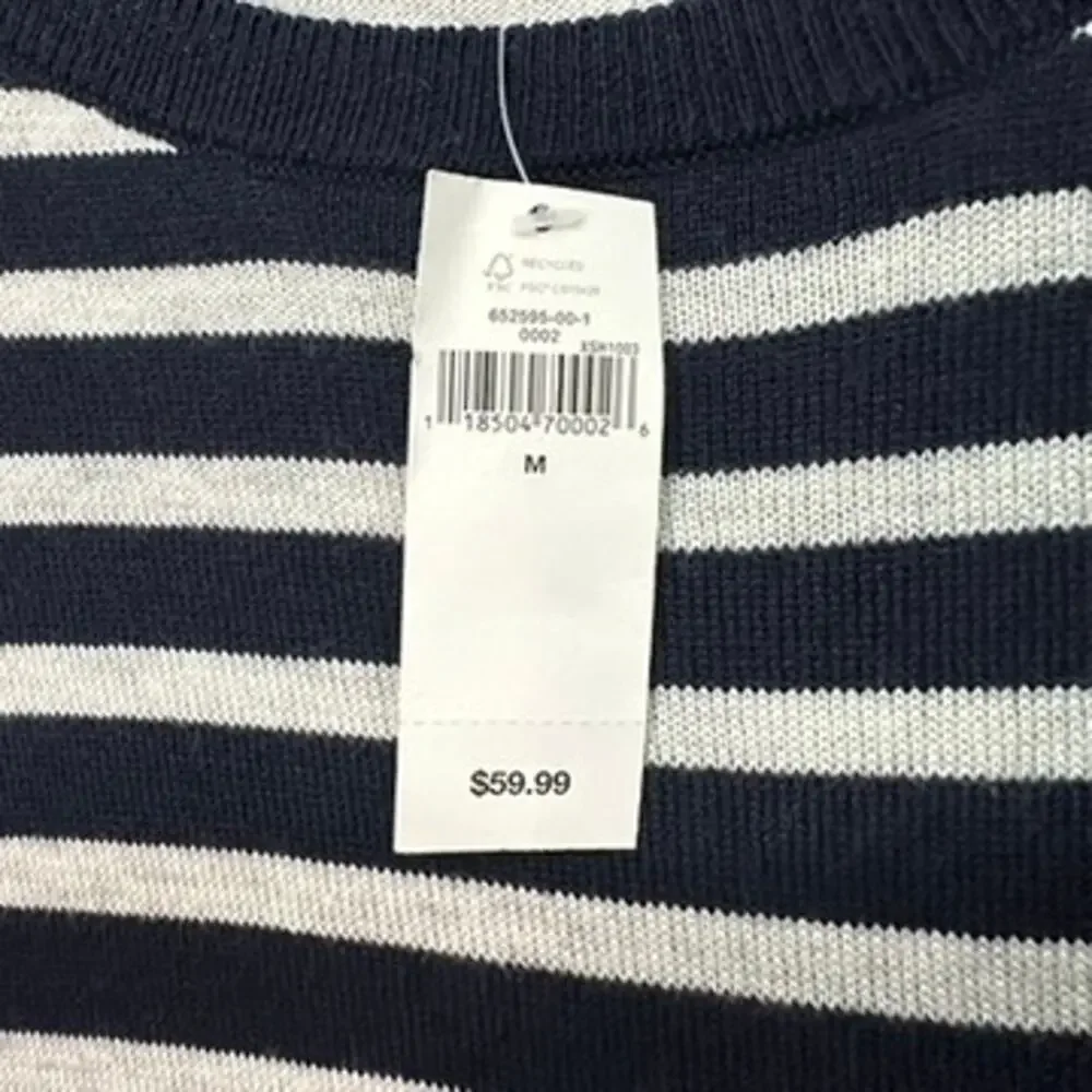 Gap NWT Women's Medium Blue White Striped Knit Dress Scoop Neck Nautical Coastal